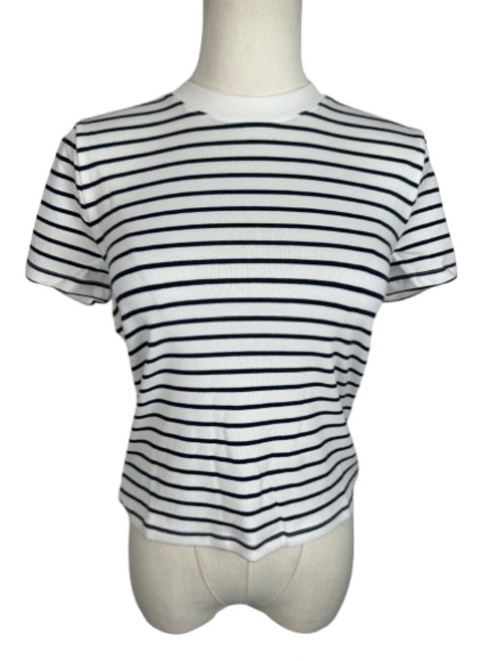 Women's Short-Sleeve Striped Crewneck Tee - White/Navy